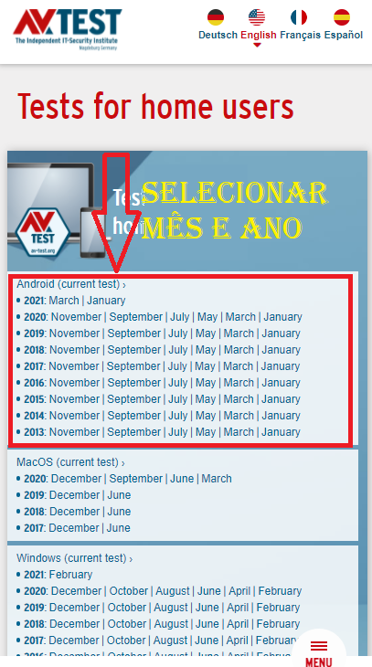 escolher sistema android