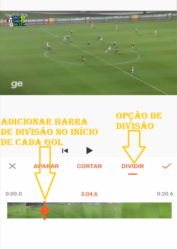 editar videos no celular divisao