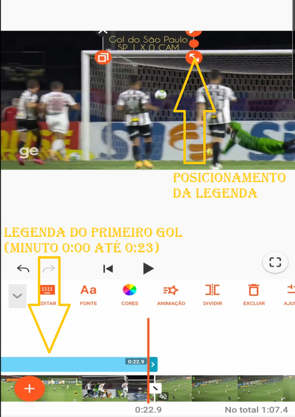 editar videos no celular posicionar legenda