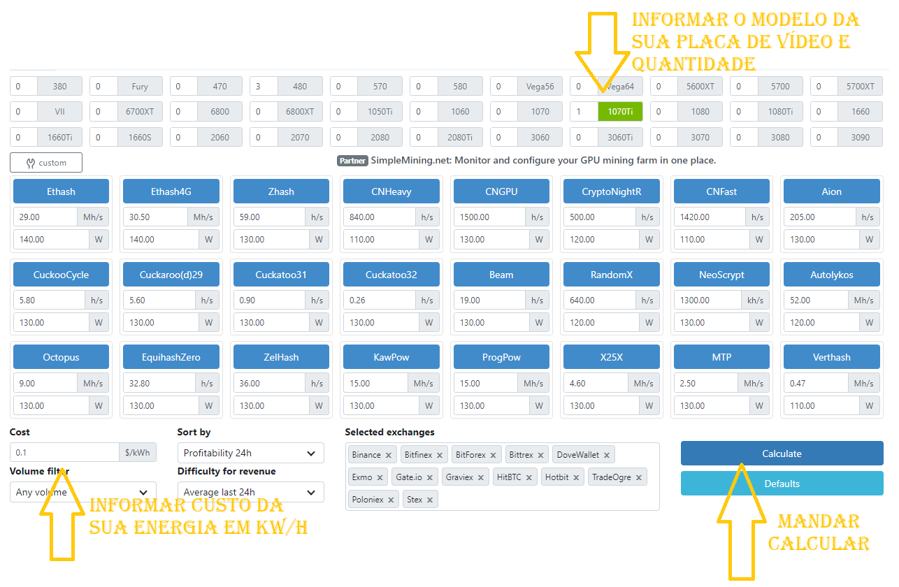 configuracao hardware whattomine